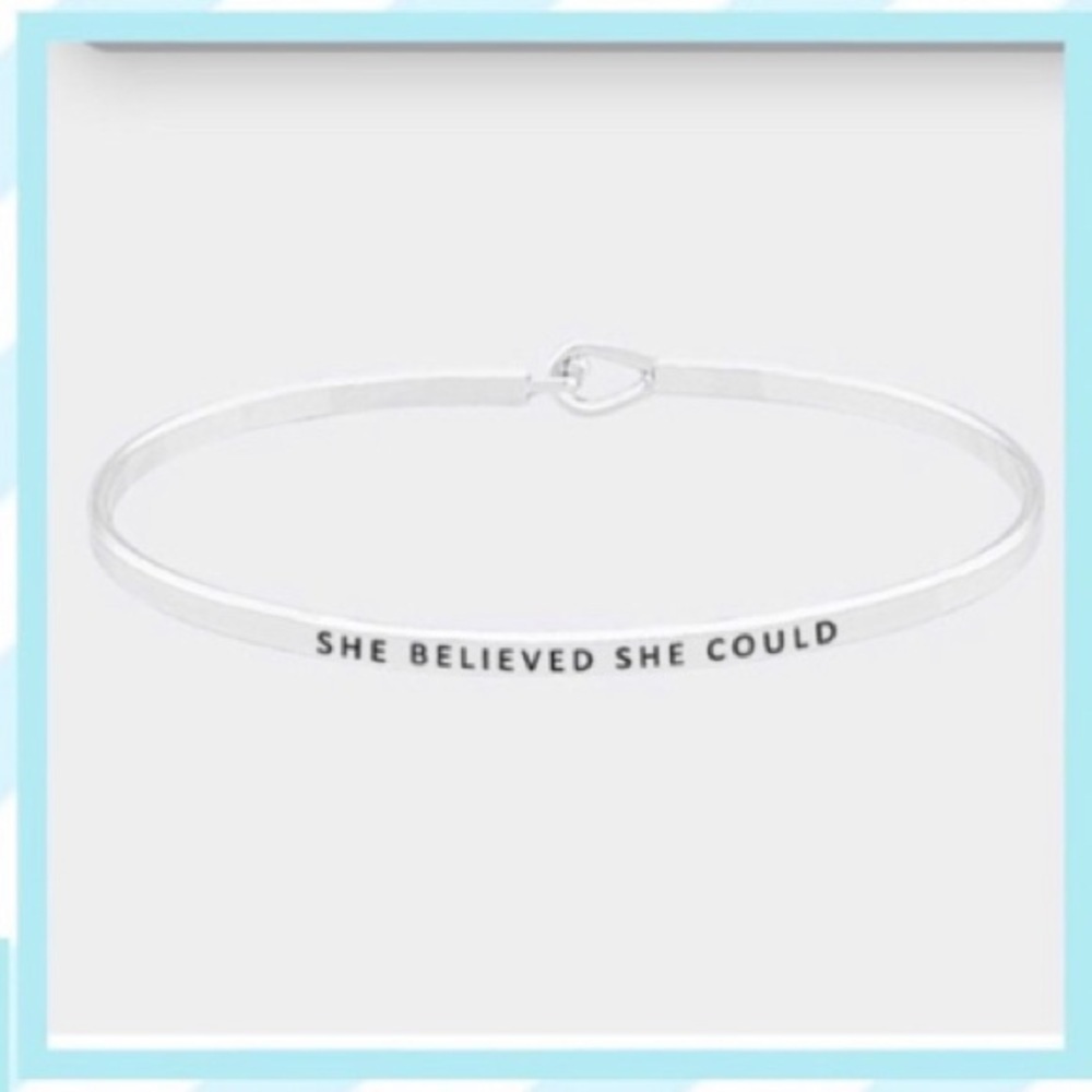 Affirmation mantra bracelet, silver trendy boho minimalist